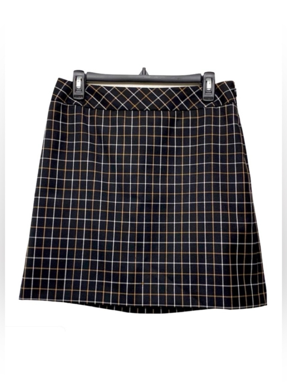Loft Patterned Skirt Black w Cream and Brown Petite 6P